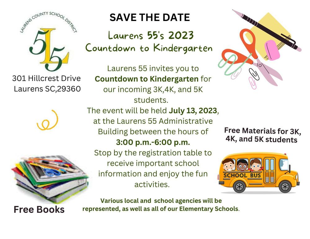 Save the Date Countdown to Kindergarten