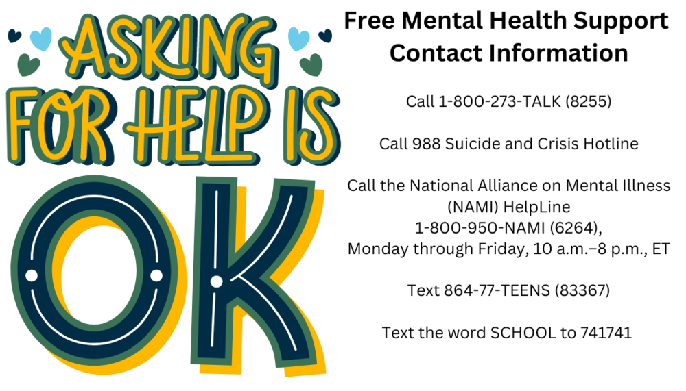 Free Mental Health Support  Contact Information