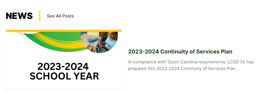 In compliance with SC requirements LCSD 55 has prepared this 23-24 Continuity of Services Plan
